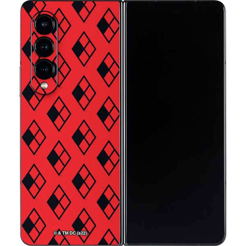 DC Comics Harley Quinn Logo Pattern Galaxy Z Fold4 5G Skin